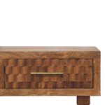 Klint Carved Twin-Drawer Console — Golden Teak — product photograph