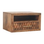 Klint Carved Slot-Drawer Bedside — Golden Teak — product photograph