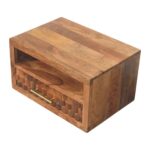 Klint Carved Slot-Drawer Bedside — Golden Teak — product photograph