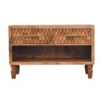 Klint Carved Entryway Shoe Cabinet — Golden Teak — product photograph