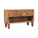 Klint Carved Entryway Shoe Cabinet — Golden Teak — product photograph