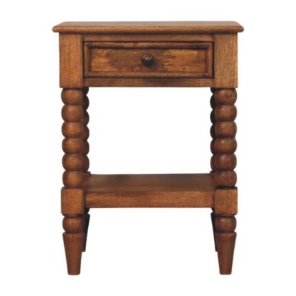 Spindle Bedside Table — Amber Oak — product photograph