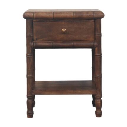Bambu Carved Bedside Table — Roasted Almond — product photograph