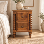 Forma Barley Twist Two-Drawer Bedside — Amber Oak — styled interior