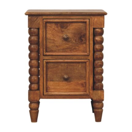 Forma Barley Twist Two-Drawer Bedside — Amber Oak — product photograph