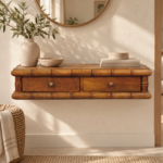 Bambu Wall-Mounted Console — Amber Oak — styled interior