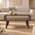 Lina Rounded Edge Coffee Table — Classic Grey — styled interior