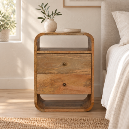 Lunden Bedside with 2 Drawers — Natural — styled interior