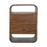 Lina Curve Two-Drawer Bedside — Chestnut — product photograph
