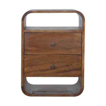 Lina Curve Two-Drawer Bedside — Chestnut — product photograph