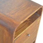 Lina Curve Two-Drawer Bedside — Chestnut — product photograph