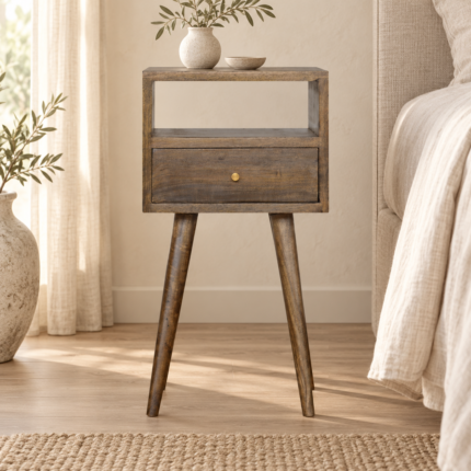 Forma Petite Bedside — Grey Washed — styled interior